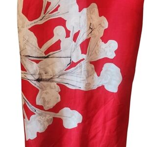 NWT Zara Red and White Floral Linen Midi Skirt Large